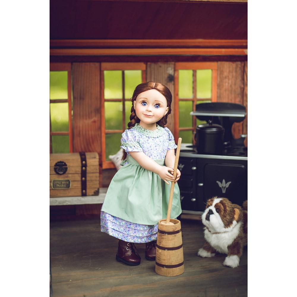 18" Doll Clothes, Little House on The Prairie 3 Piece Calico Summer Dress, Hat, and Apron, Fits American Girl Dolls商品第6张图片规格展示