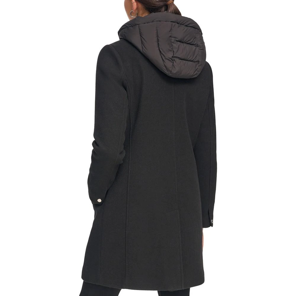 商品Calvin Klein|Women's Hooded Bibbed Mixed Media Coat,价格¥1764,第2张图片详细描述