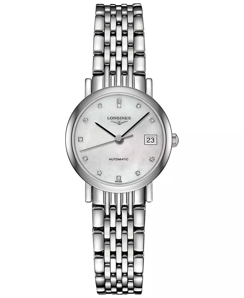 商品Longines|Women's Swiss Automatic The Longines Elegant Collection Diamond Accent Stainless Steel Bracelet Watch 26mm L43094876,价格¥16475,第1张图片