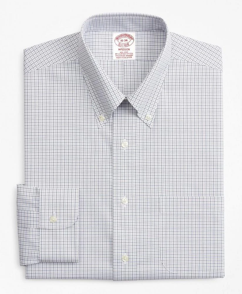 商品Brooks Brothers|Stretch Madison Relaxed-Fit Dress Shirt, Non-Iron Grid Check,价格¥412,第4张图片详细描述