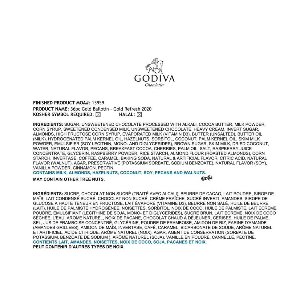 商品Godiva|Chocolate Gold Gift Box, Assorted, 36 Pc.,价格¥440,第5张图片详细描述