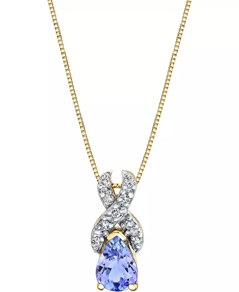 商品Macy's|Tanzanite (3/4 ct. t.w.) & Diamond (1/10 ct. t.w.) 18" Pendant Necklace in 14k Gold,价格¥2017,第1张图片