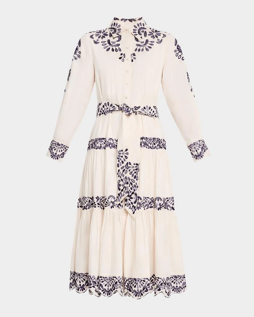 商品FIGUE|Molly Embroidered Tiered Midi Shirtdress,价格¥1610,第1张图片