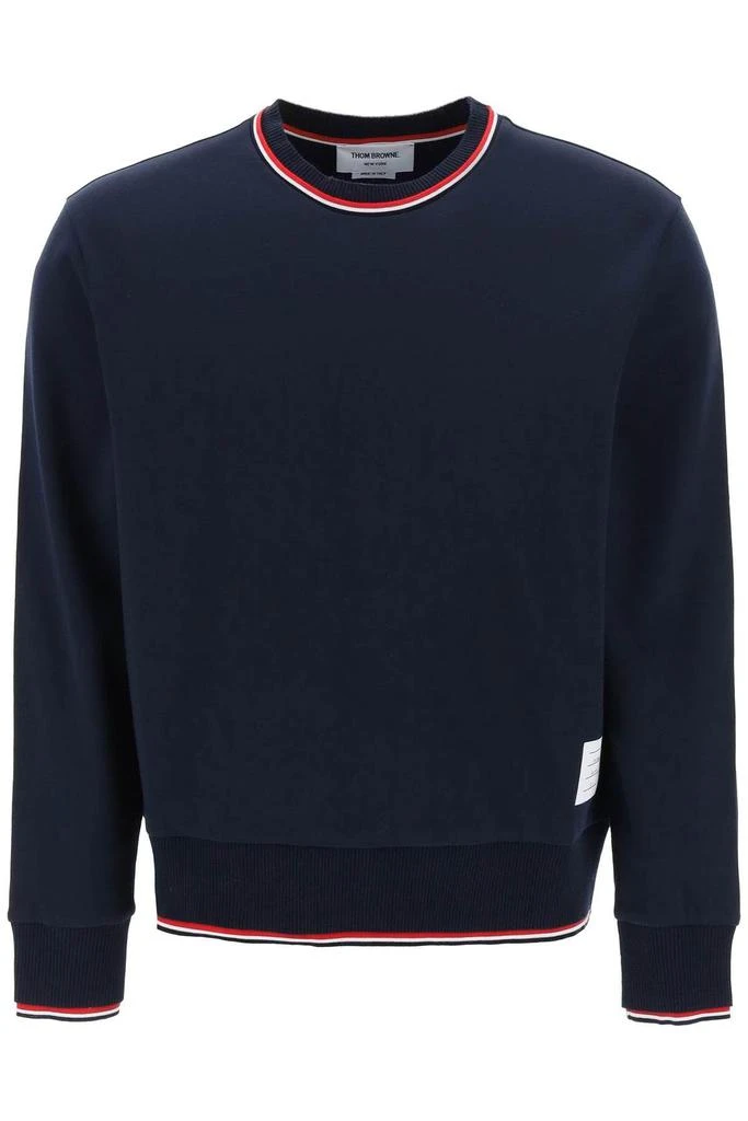 商品Thom Browne|Cotton sweater with RWB stripe trims,价格¥2511,第1张图片