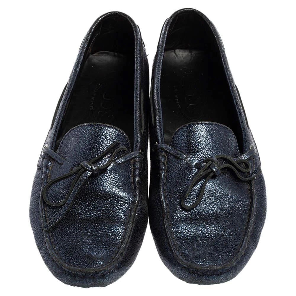商品[二手商品] Tod's|Tod's Metallic Blue Leather Gommino Slip On Loafers Size 38,价格¥805,第3张图片详细描述