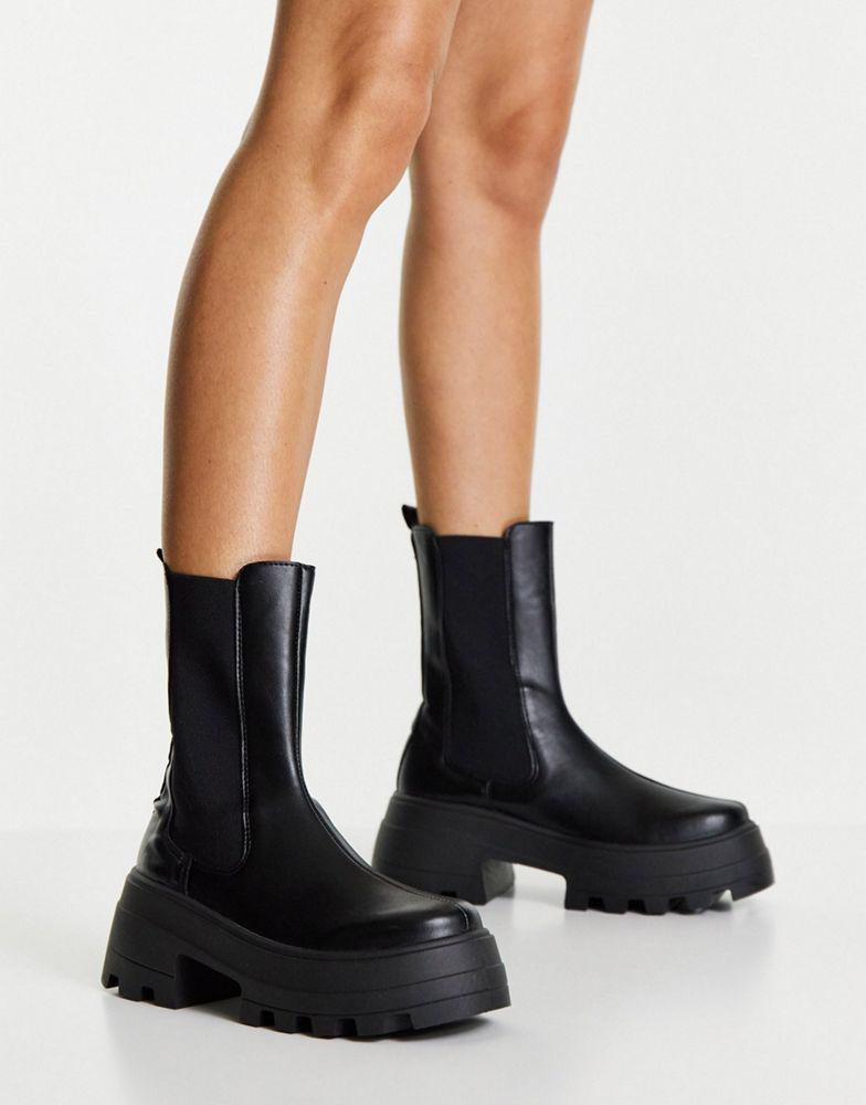 ASOS DESIGN Wide Fit Ada chunky chelsea boots in black商品第4张图片规格展示