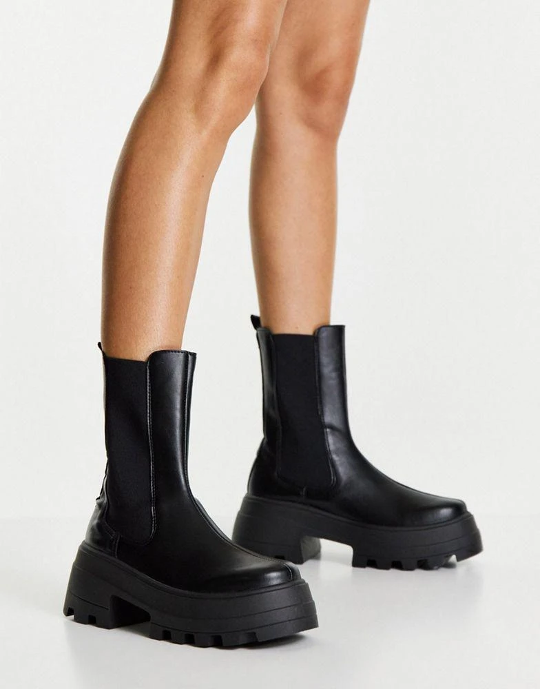 商品ASOS|ASOS DESIGN Wide Fit Ada chunky chelsea boots in black,价格¥228,第4张图片详细描述