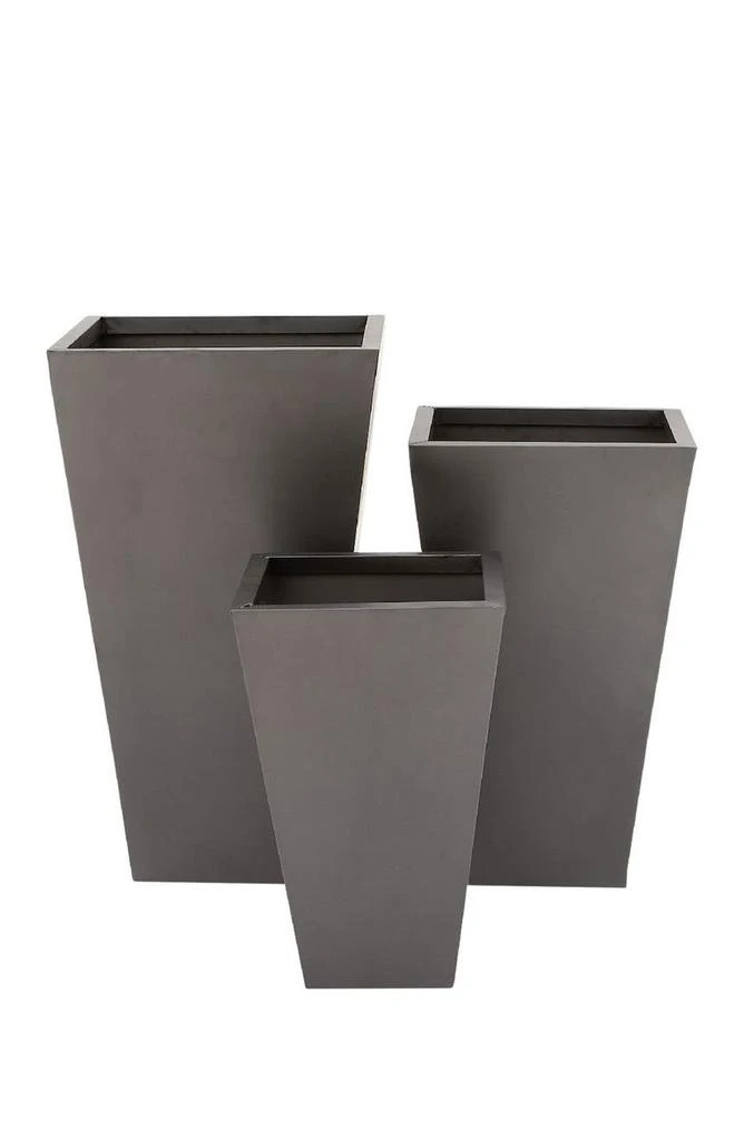 商品WILLOW ROW|Black Metal Contemporary Planter with Tapered Base & Polished Exterior - Set of 3,价格¥1141,第3张图片详细描述