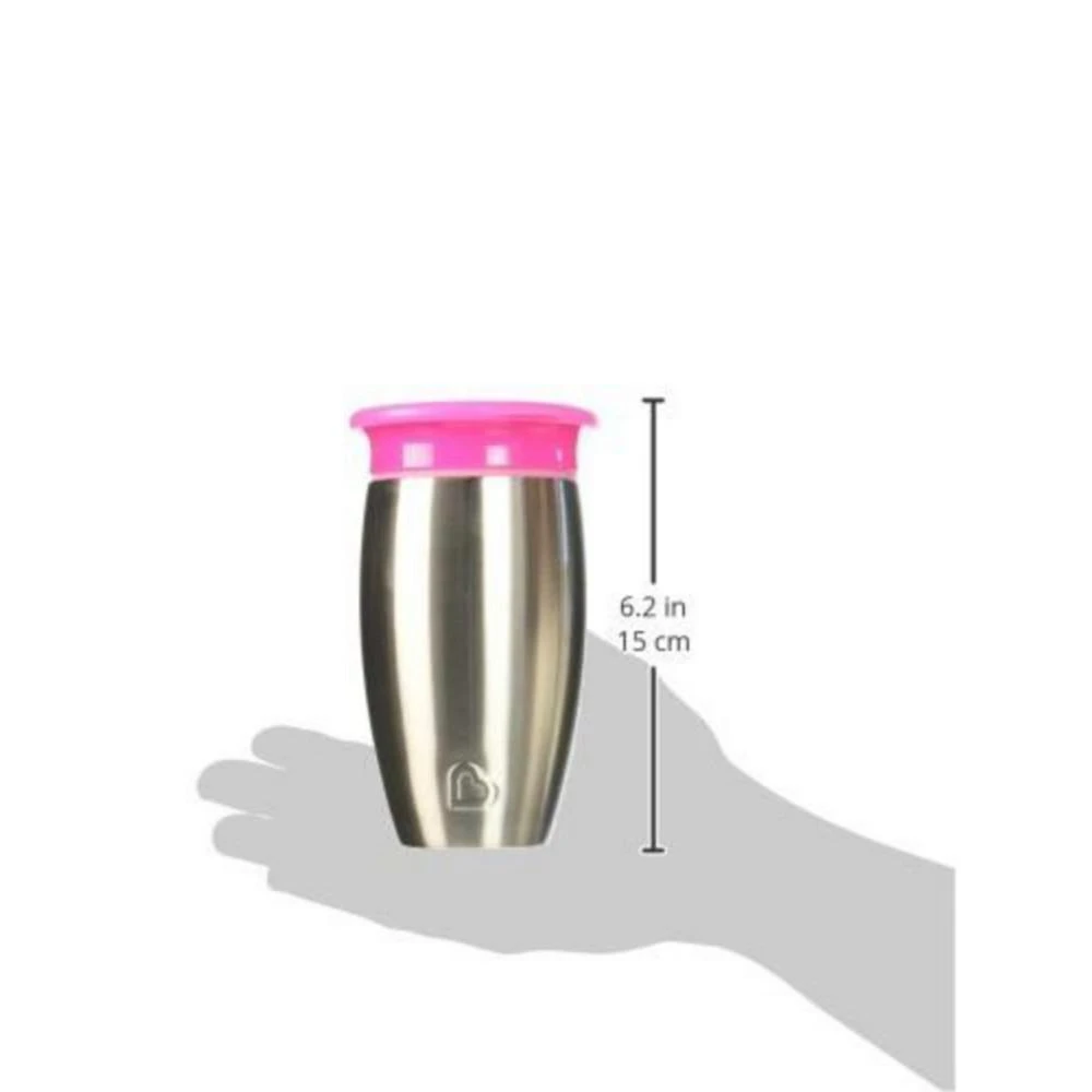 商品Munchkin|Miracle Stainless Steel 360 Sippy Cup, 10 oz, Pink,价格¥186,第2张图片详细描述