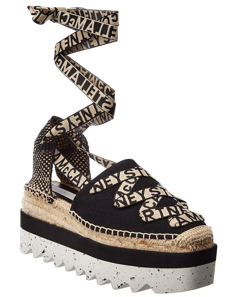 商品Stella McCartney|Stella McCartney Gaia Logo Strap Canvas Platform Wedge Espadrille,价格¥3952,第1张图片