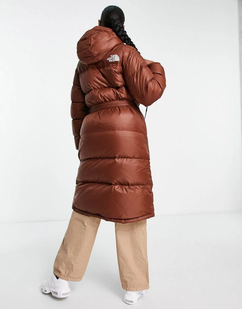 商品The North Face|The North Face Nuptse belted long down parka coat in brown,价格¥2691,第4张图片详细描述