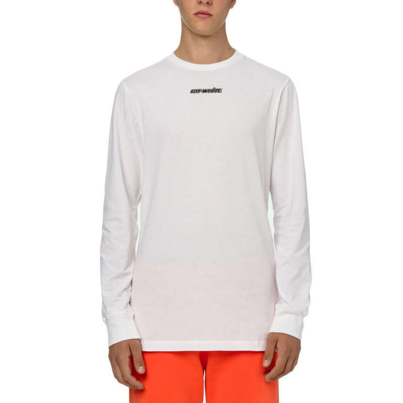商品Off-White|OFF WHITE 男士后背红色箭头印花白色圆领长袖T恤 OMAB001E20JER003-0125,价格¥1239,第1张图片