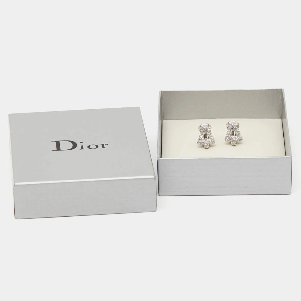 商品[二手商品] Dior|Dior CD Crystals SIlver Tone Metal Clip On Earrings,价格¥1421,第5张图片详细描述