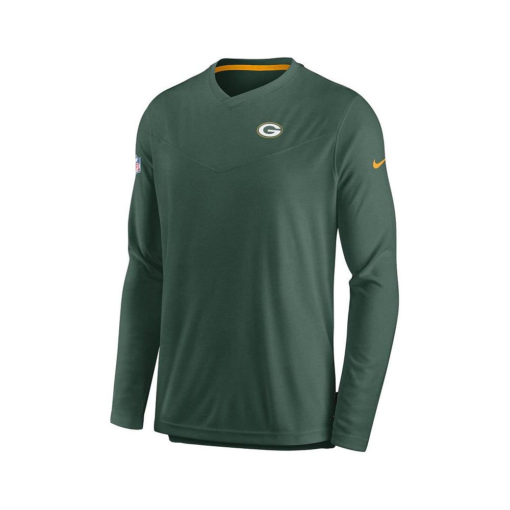 Men's Green Green Bay Packers 2022 Sideline Coach Chevron Lock Up Performance Long Sleeve V-Neck T-shirt商品第3张图片规格展示