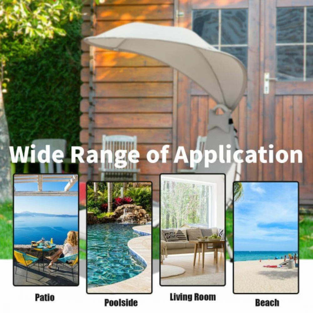 商品Hivvago|Patio Hanging Swing Hammock Chaise Lounger Chair with Canopy-Beige,价格¥1507,第2张图片详细描述