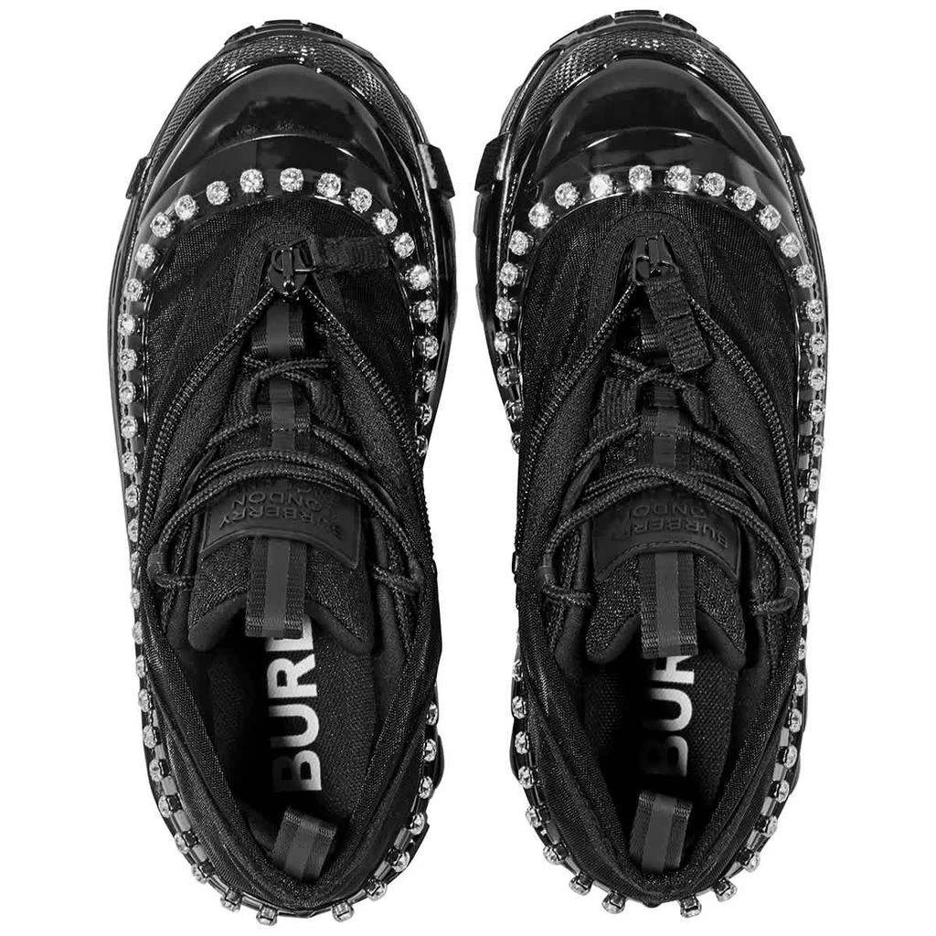 商品Burberry|Black Crystal Detail Mesh Nylon And Suede Arthur Low-top Sneakers,价格¥1852,第3张图片详细描述