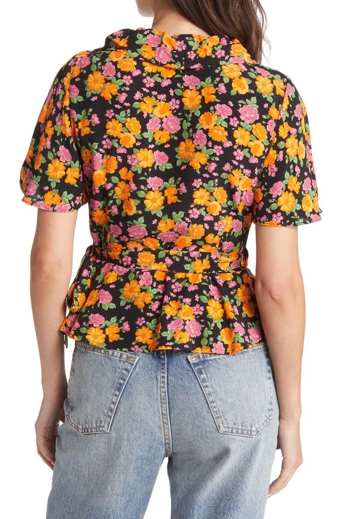 商品Topshop|Rose Print Wrap Blouse,价格¥157,第2张图片详细描述