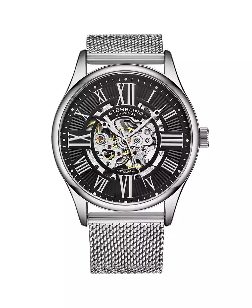 商品Stuhrling|Men's Silver Tone Stainless Steel Bracelet Watch 42mm,价格¥1335,第1张图片