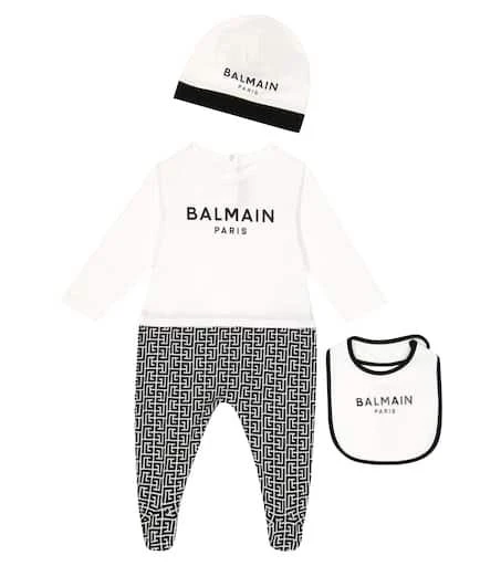 商品Balmain|婴幼儿 — 连身衣围兜与帽子套装,价格¥2730,第1张图片