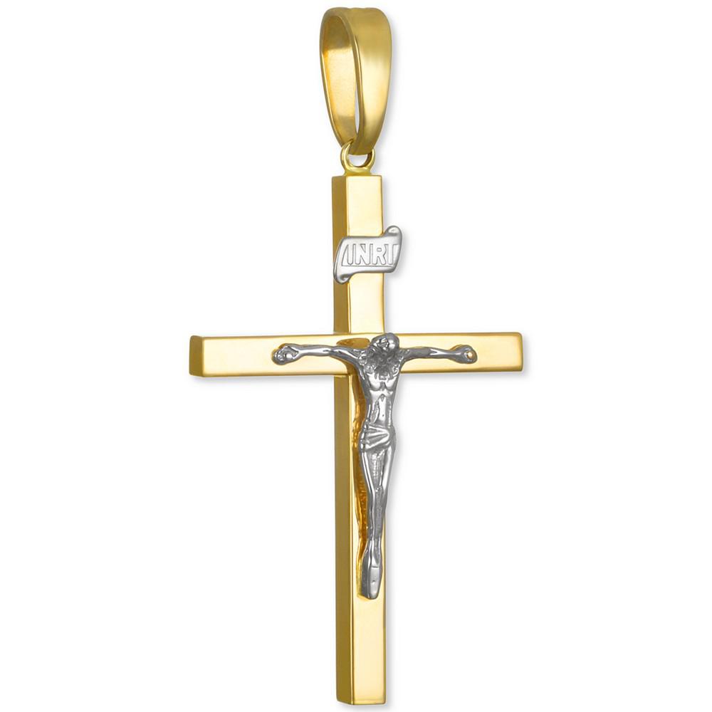 Two-Tone Crucifix Pendant in 14k Gold & White Gold商品第2张图片规格展示