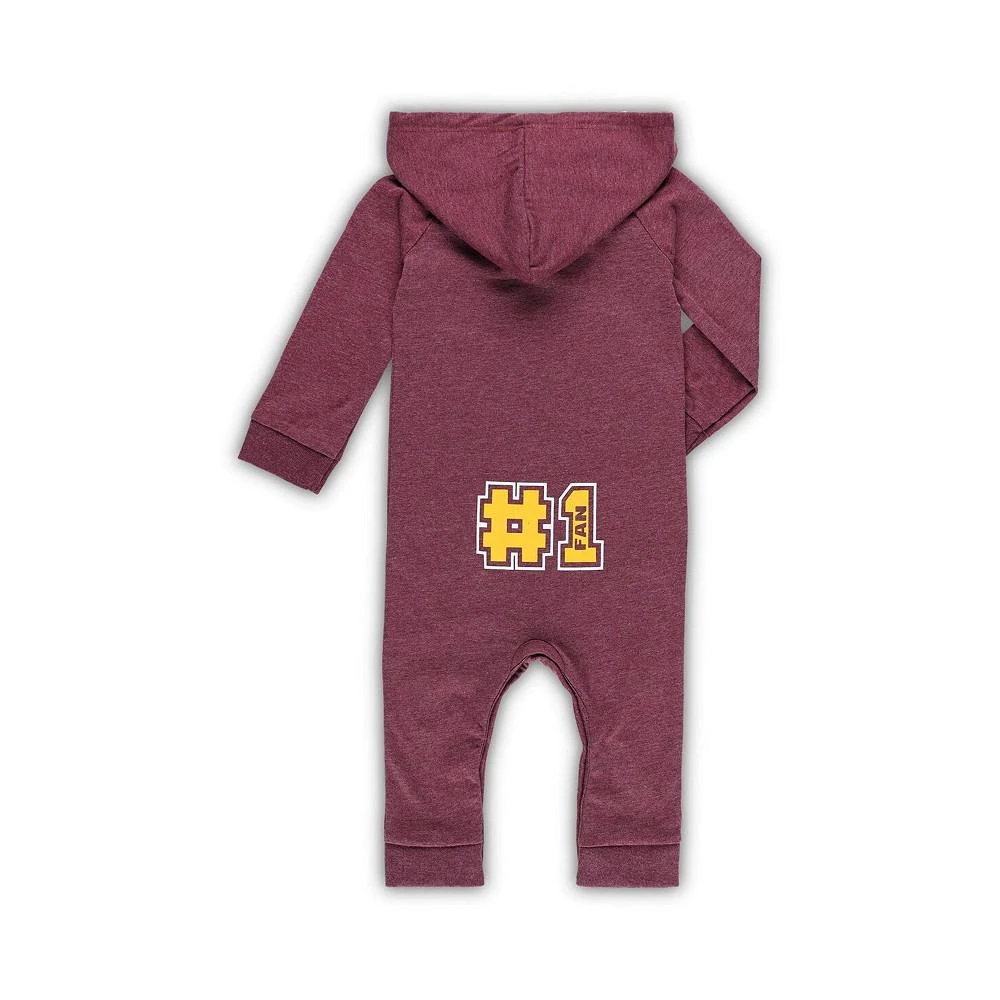 商品Colosseum|Newborn and Infant Boys and Girls Maroon Minnesota Golden Gophers Henry Pocketed Raglan Hoodie Romper,价格¥224,第2张图片详细描述