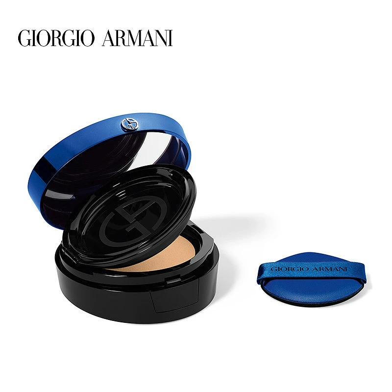 商品Giorgio Armani|阿玛尼大师轻垫粉底霜蓝气垫干皮亲妈奶油肌遮瑕保湿持久水润,价格¥405,第1张图片