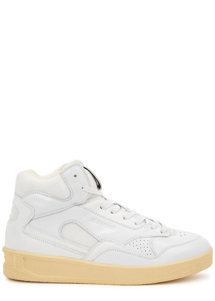 商品Jil Sander|White panelled leather high-top sneakers,价格¥1954,第1张图片