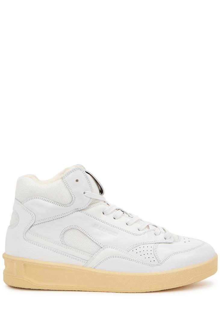 商品Jil Sander|White panelled leather high-top sneakers,价格¥4562,第1张图片