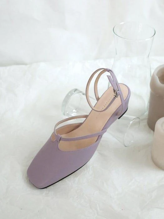 商品FEBRUARY SECOND|T Strap Wedges Slingback Lilac,价格¥1814,第4张图片详细描述