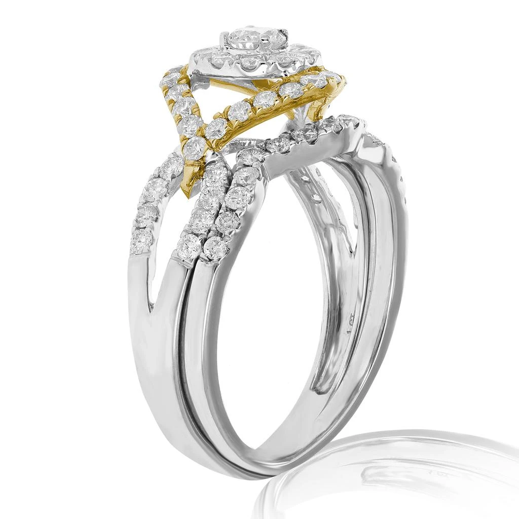 商品Vir Jewels|1 cttw Diamond Wedding Engagement Ring Set 14K White Yellow Gold Halo Bridal,价格¥8502,第2张图片详细描述
