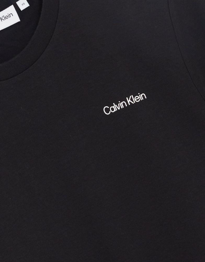 Calvin Klein cotton blend t-shirt with logo in black - BLACK商品第2张图片规格展示