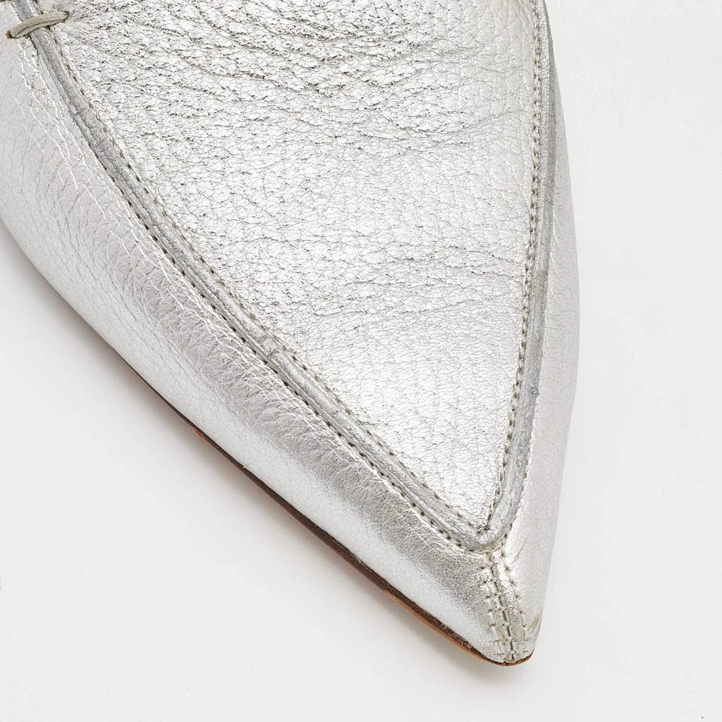 Nicholas Kirkwood Silver Leather Pointed Toe Beya Flat Mules Size 39.5 商品