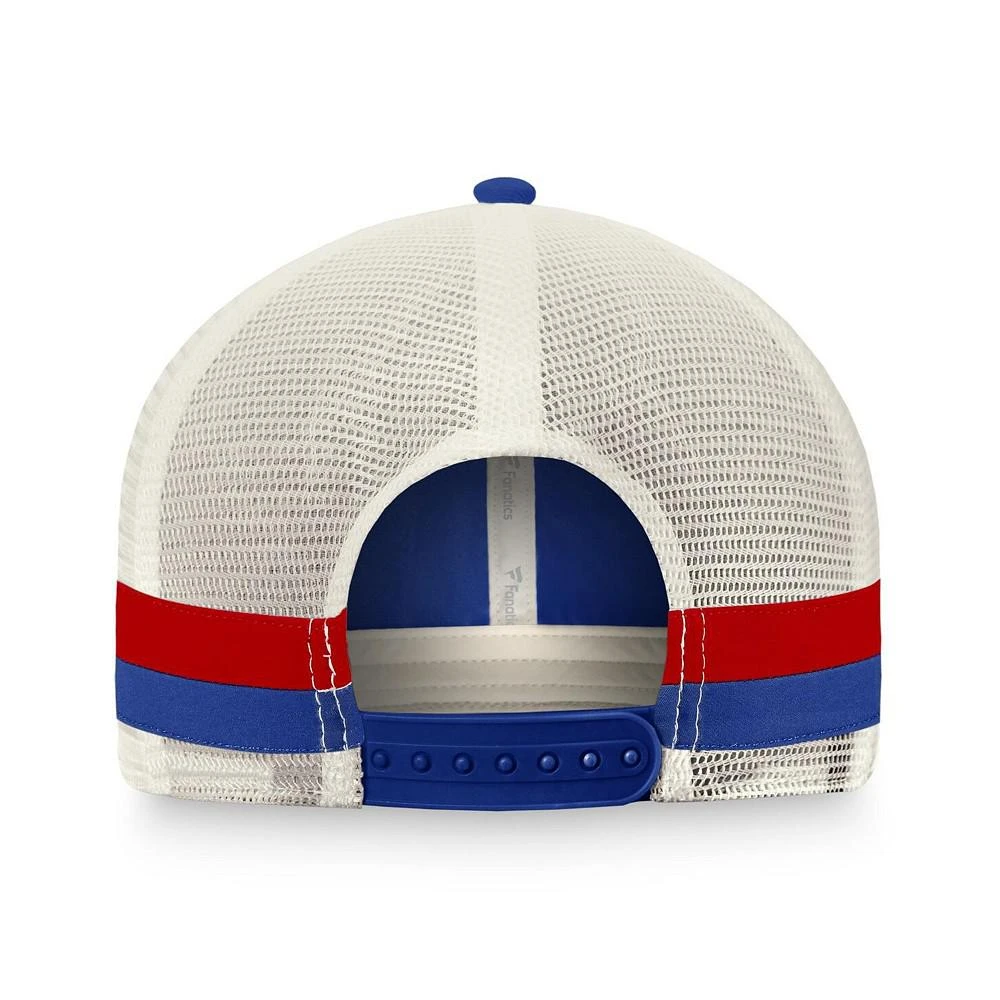 商品Fanatics|Men's Branded Royal, White New England Patriots Historic Logo Iconic Team Stripe Trucker Snapback Hat,价格¥159,第2张图片详细描述