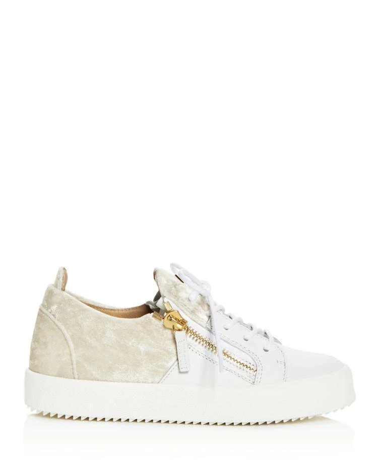 商品Giuseppe Zanotti|Zanotti Women's Birel Velvet & Leather Zipper Lace Up Sneakers,价格¥3027,第2张图片详细描述