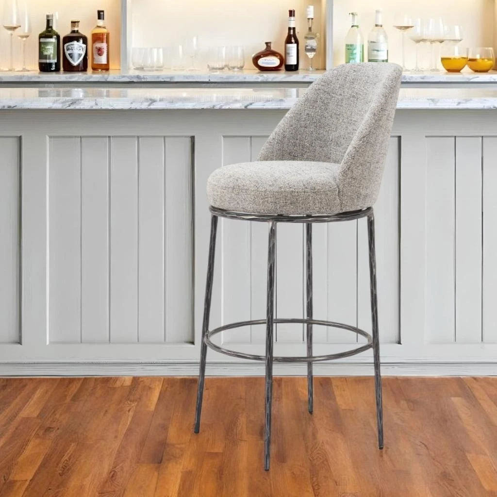 商品Hivvago|32" Gray And Black Fabric And Steel Bar Height Swivel Bar Chair,价格¥4755,第2张图片详细描述