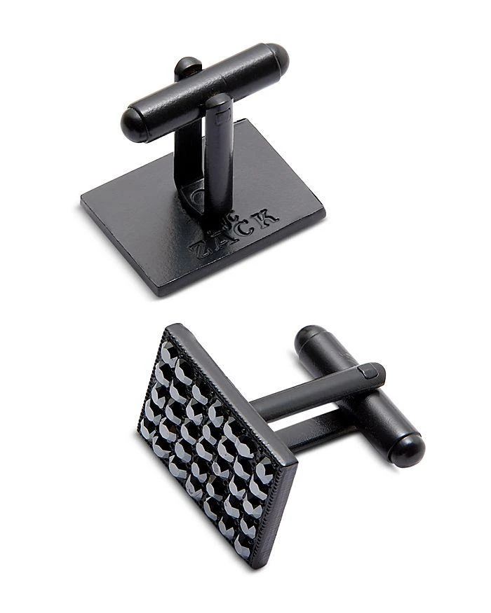 商品JONAS STUDIO|Reflective Satin Black Crystal Chips Cufflinks,价格¥1600,第1张图片