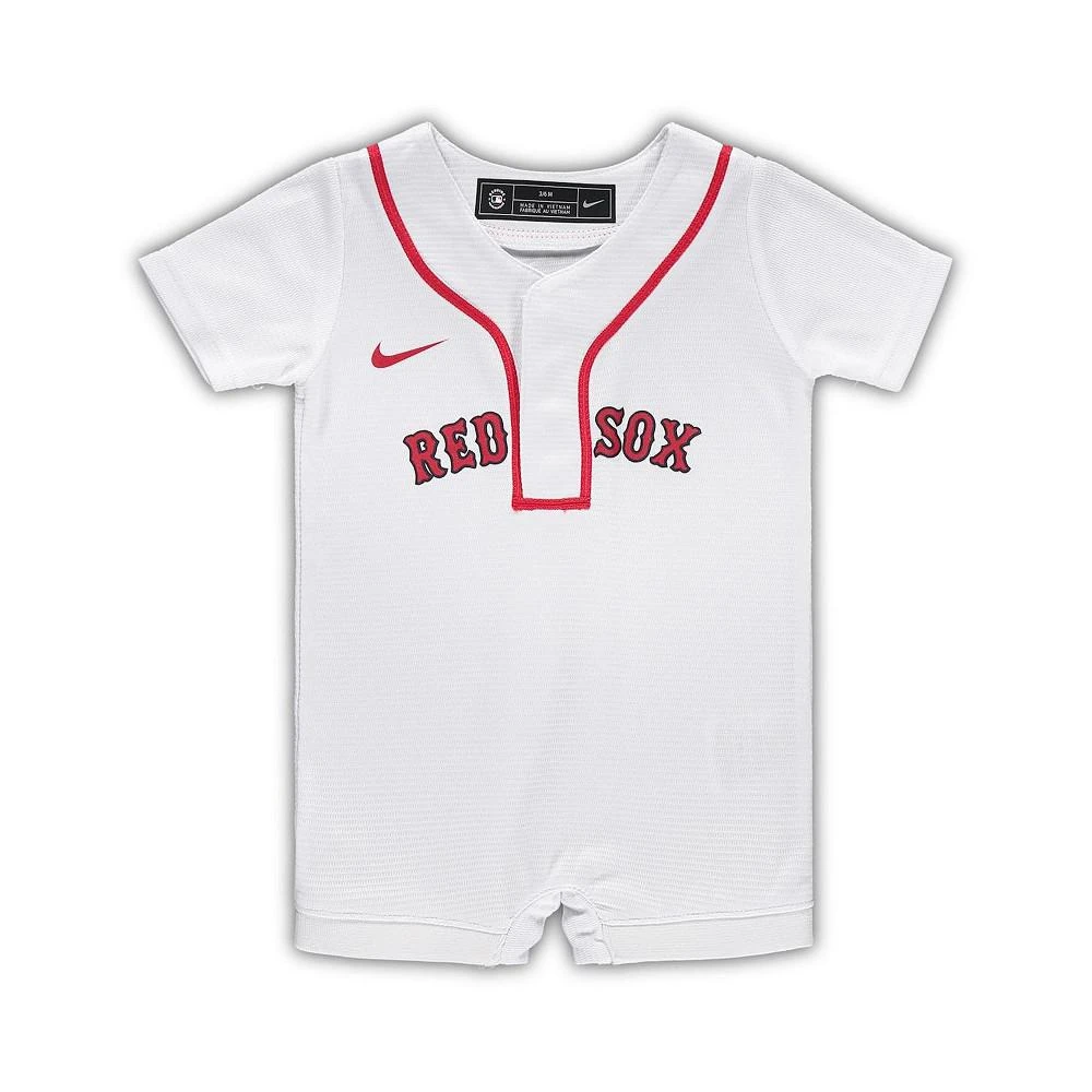 商品NIKE|Newborn and Infant Boys and Girls White Boston Red Sox Official Jersey Romper,价格¥298,第1张图片