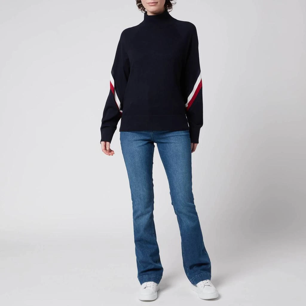 商品Tommy Hilfiger|Tommy Hilfiger Women's Global Stripe Mock-Neck Sweatshirt - Desert Sky,价格¥712,第3张图片详细描述