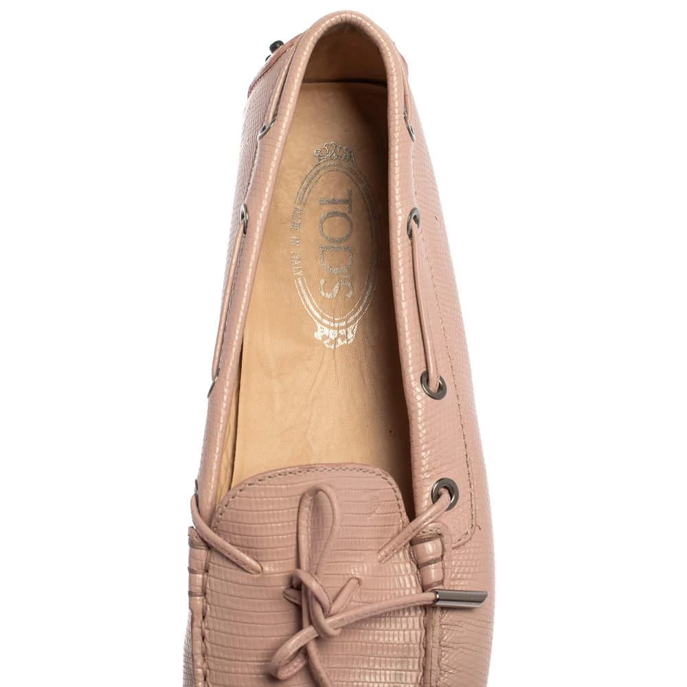 Tod's Pink Lizard Embossed Leather Slip On  Loafers Size 41 商品