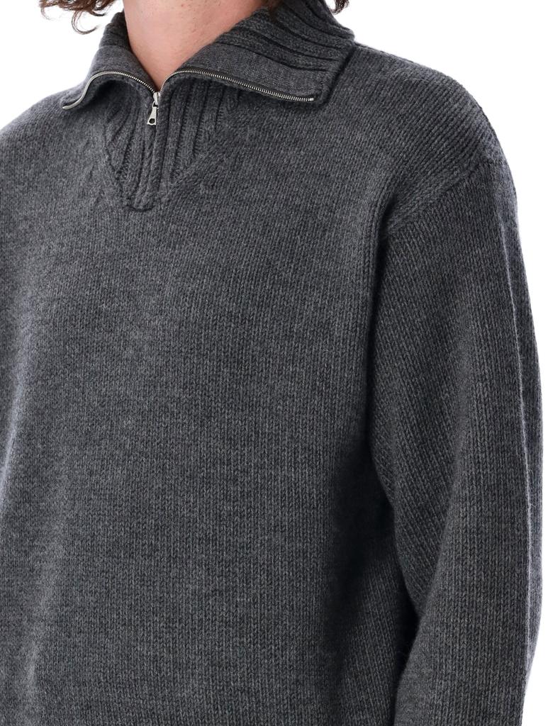 トップス AURALEE WOOL SOFT CORD KNIT HALF ZIP P/O Auralee – Wool Soft Cord Knit Half Zip P/O Charcoal