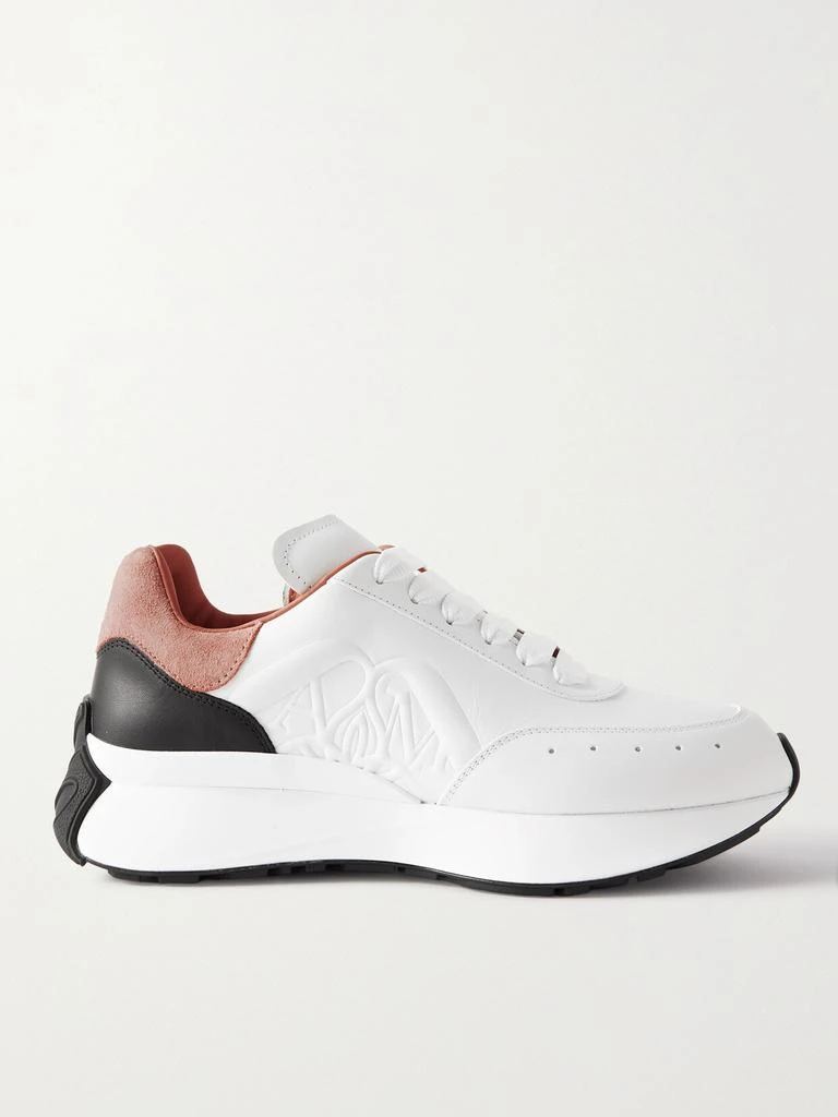 商品Alexander McQueen|Sprint Runner 压花绒面革边饰皮革厚底运动鞋,价格¥6036,第1张图片