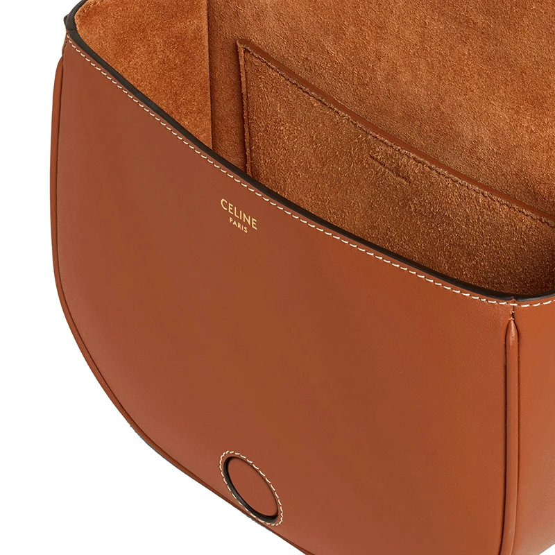 CELINE/赛琳   CUIR TRIOMPHE系列 女士棕褐色光滑小牛皮凯旋印花斜挎单肩Folco马鞍包 商品