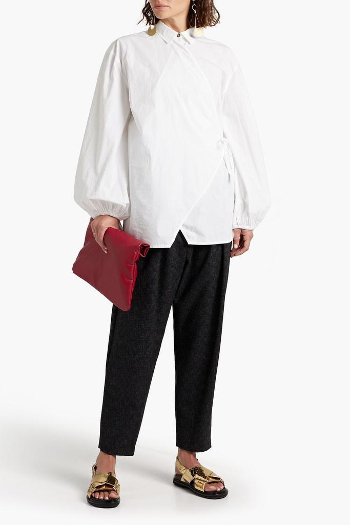 商品Ganni|Cotton-poplin wrap blouse,价格¥511,第4张图片详细描述