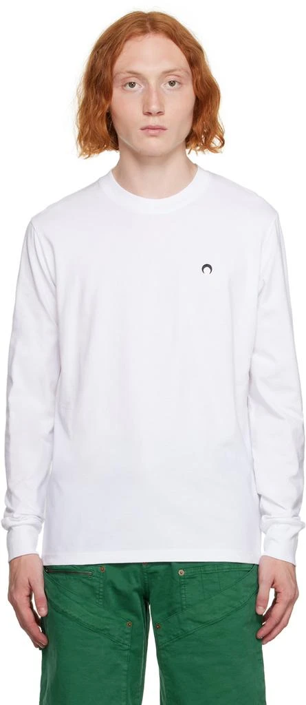 商品MARINE SERRE|White Embroidered Long Sleeve T-Shirt,价格¥868,第1张图片