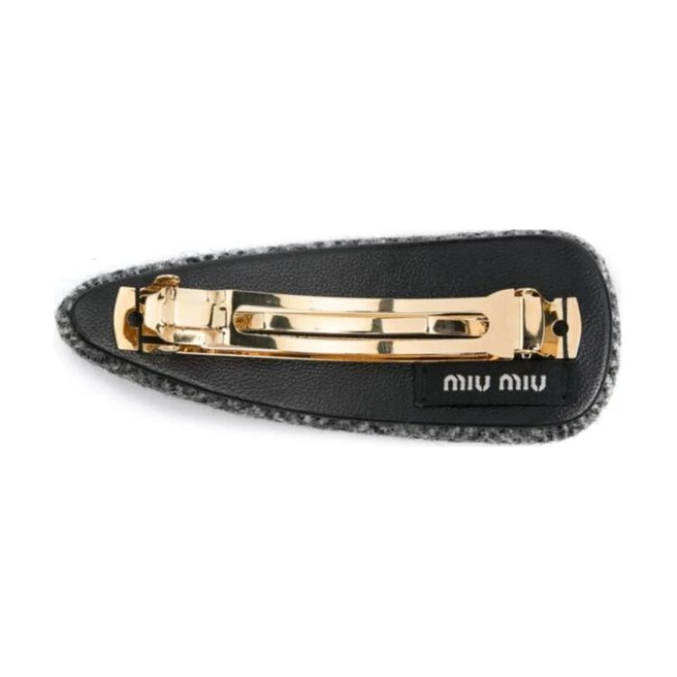 商品[国内直发] Miu Miu|缪缪 品牌Logo 小牛皮 发夹 女款 黑色,价格¥2982,第3张图片详细描述