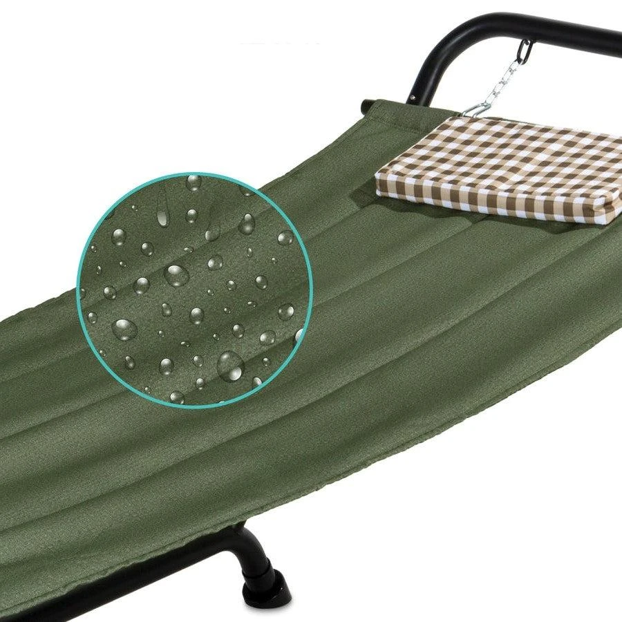 商品QuikFurn|Green Waterproof Patio Hammock w/ Stand Pillow Storage Pockets,价格¥2512,第2张图片详细描述