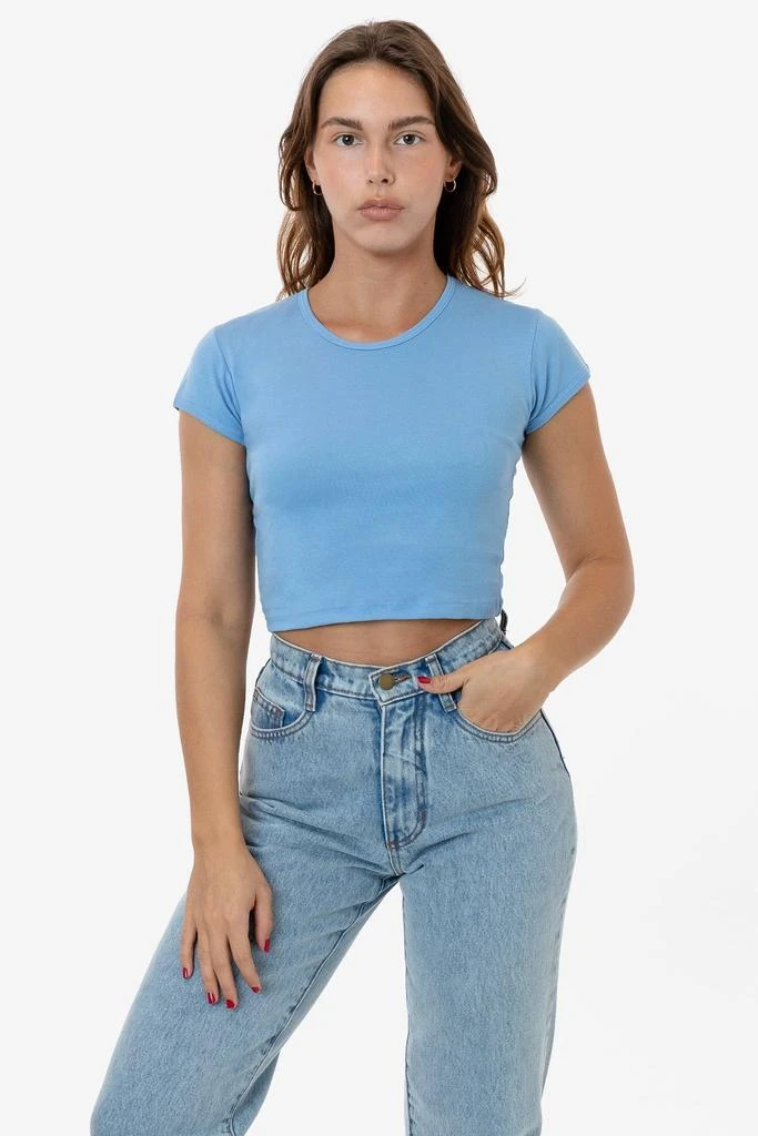 商品Los Angeles Apparel|43035 - Cap Sleeve Baby Rib Crop Top,价格¥193,第5张图片详细描述