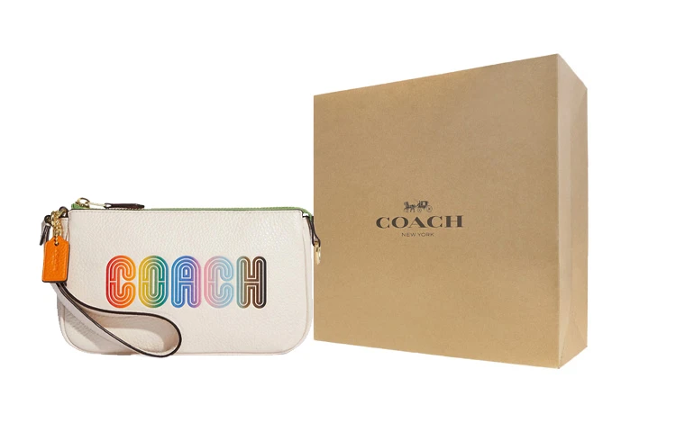 商品[国内直发] Coach|蔻驰 Nolita 19 彩虹印花Logo 皮革 麻将包腋下包手提包手拿包 小号 女款 白色,价格¥639,第6张图片详细描述