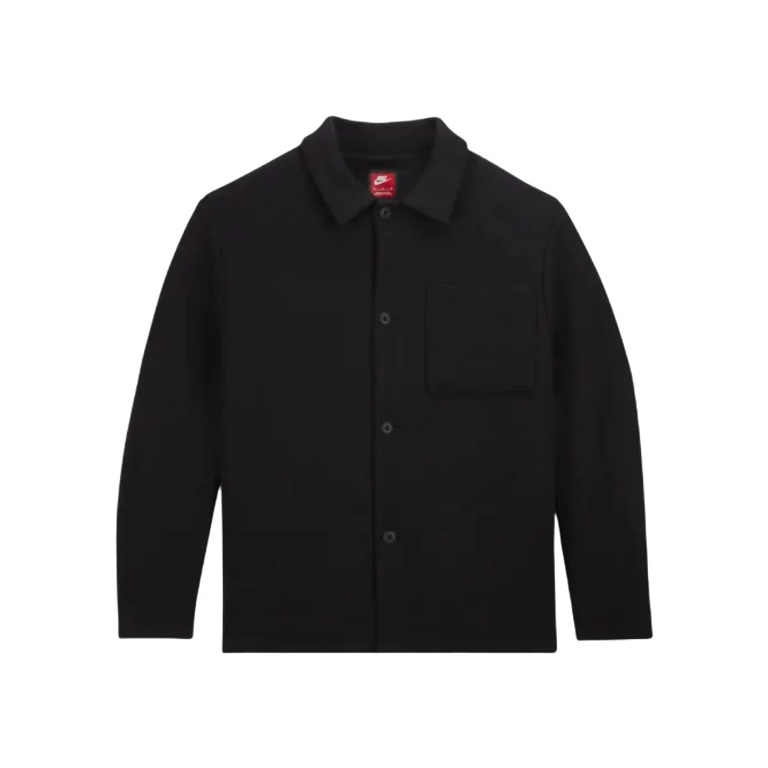 商品[国内直发] NIKE|[预售3天]Tech Fleece 重新构想系列 纯色左胸单口袋纽扣翻领衬衫夹克 男款 黑色,价格¥482,第1张图片