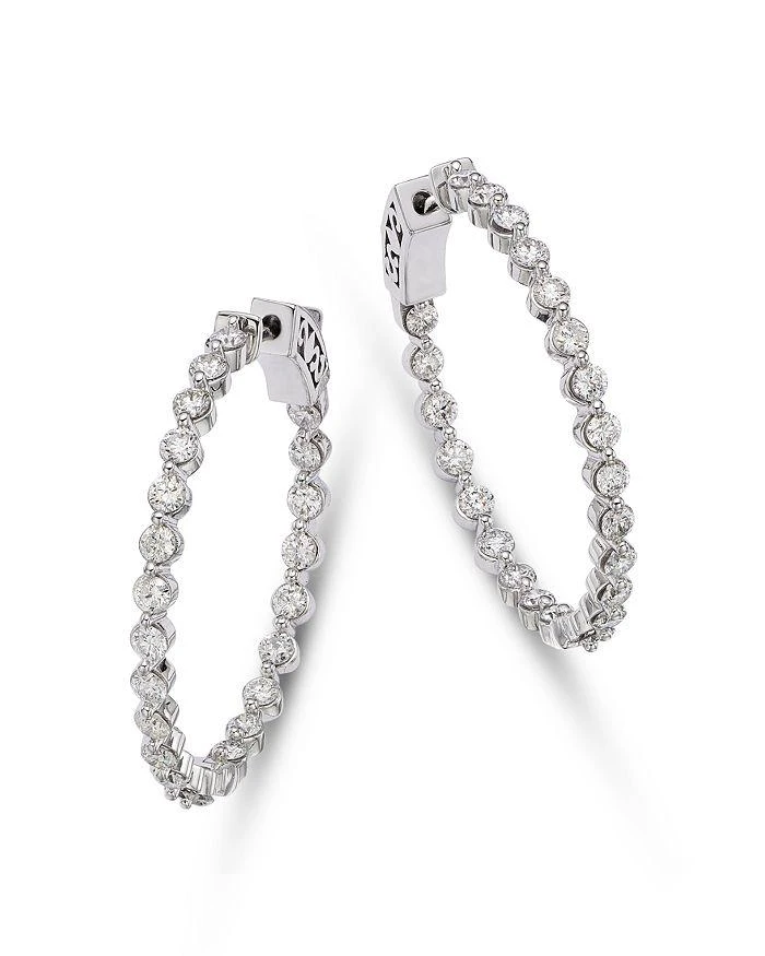 商品Bloomingdale's|Diamond Inside Out Medium Hoop Earrings in 14K White Gold, 2.0 ct. t.w.,价格¥65767,第1张图片